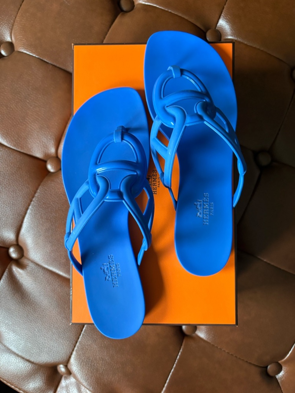 Hermes Blue Ora Jelly Sandals